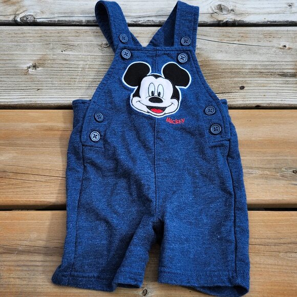 DISNEY BABY Mickey Mouse Embroidered Baby Overalls Size 3 Months CUTE - Picture 1 of 7